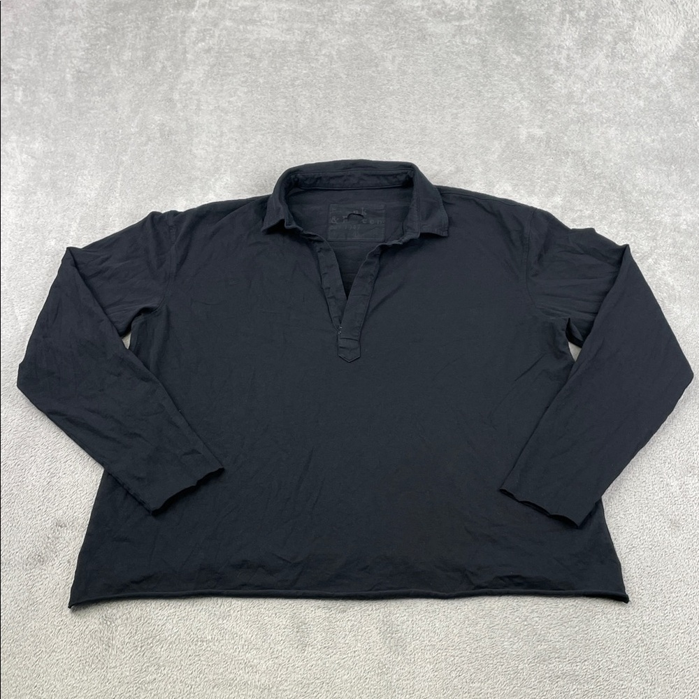 NEW Frank & Eileen L 100% Cotton Black Popover Heritage Jersey USA FLAW‎